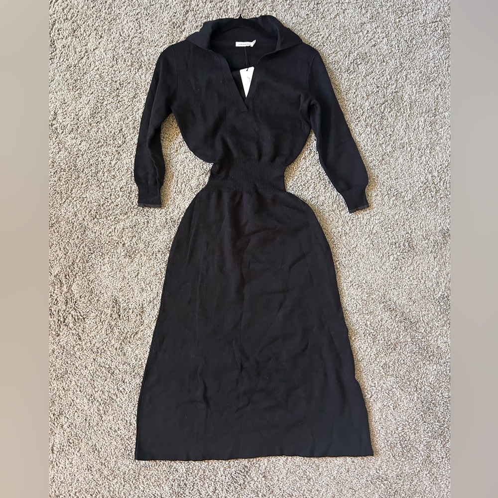 Unsubscribed Black Polo Sweater Dress